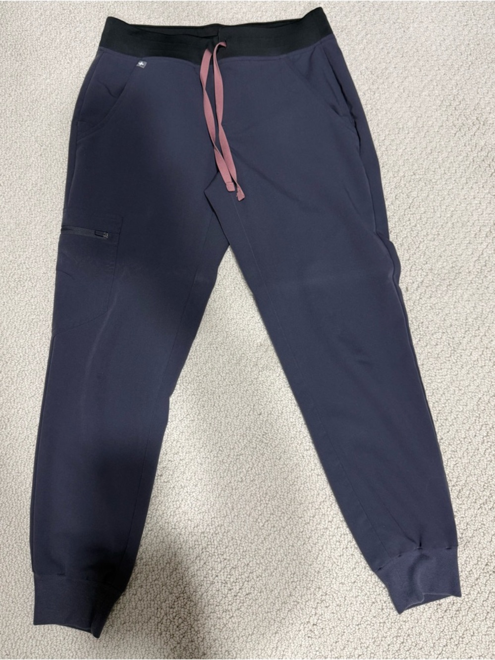 FIGS Women’s Charcoal Jogger Pants with Pink Drawstring Limited Edition